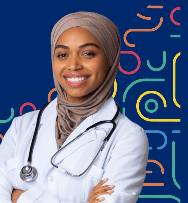 An ABC caregiver, smiling